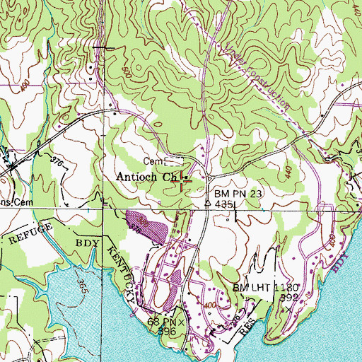 Topographic Map of Antioch Church, TN