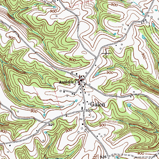 Topographic Map of Antioch Baptist Church, TN