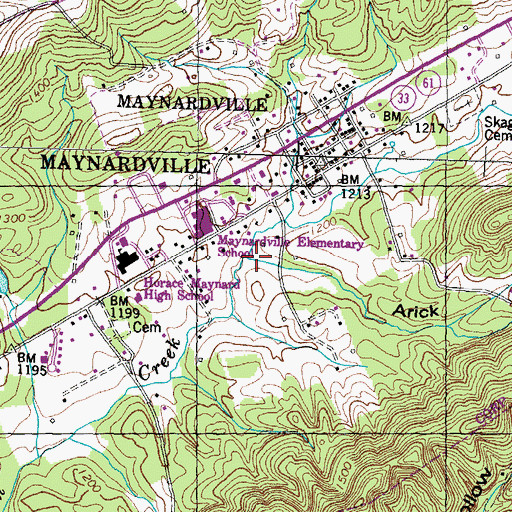 Topographic Map of Arick Hollow, TN