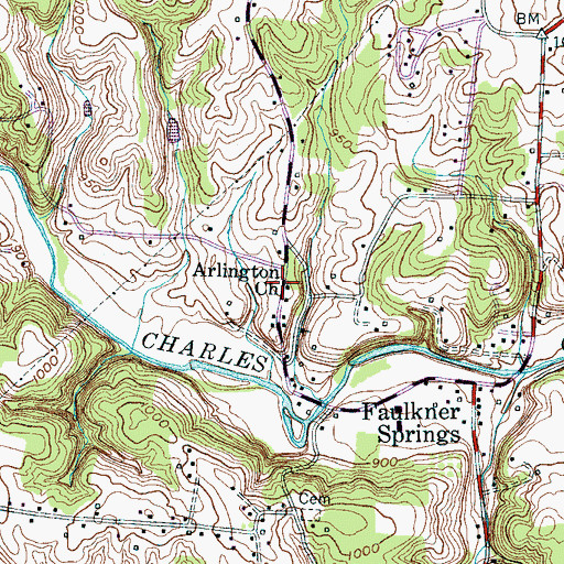 Topographic Map of Arlington Church, TN