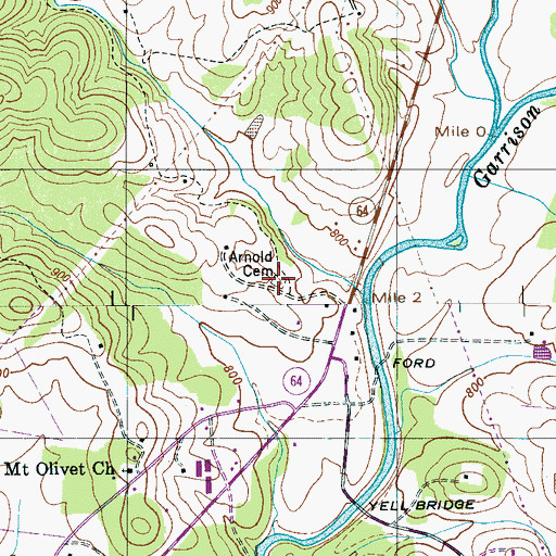 Topographic Map of Arnold Cemetery, TN