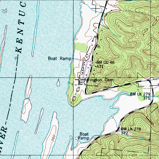 Topographic Map of Arrington Cemetery, TN
