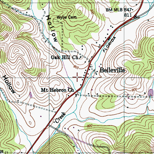 Topographic Map of Ashby Hollow, TN
