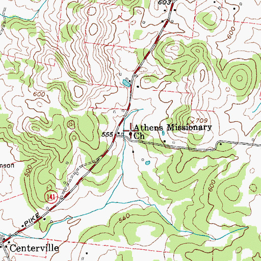 Topographic Map of Athens Missionary Church, TN
