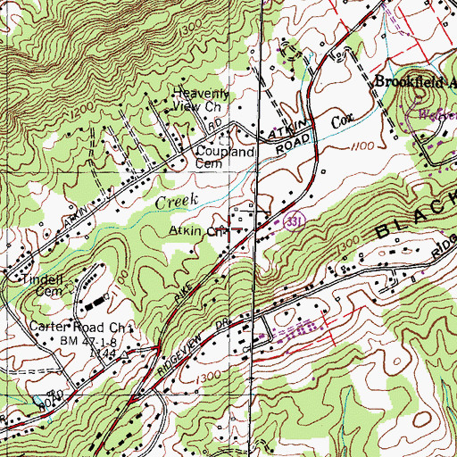 Topographic Map of Atkin Church, TN