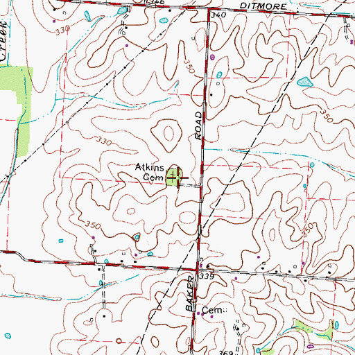 Topographic Map of Atkins Cemetery, TN