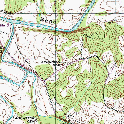 Topographic Map of Atkinson Cemetery, TN