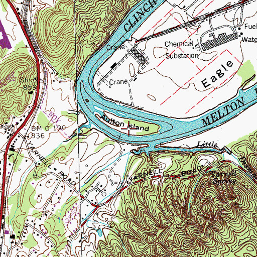 Topographic Map of Aulton Island, TN