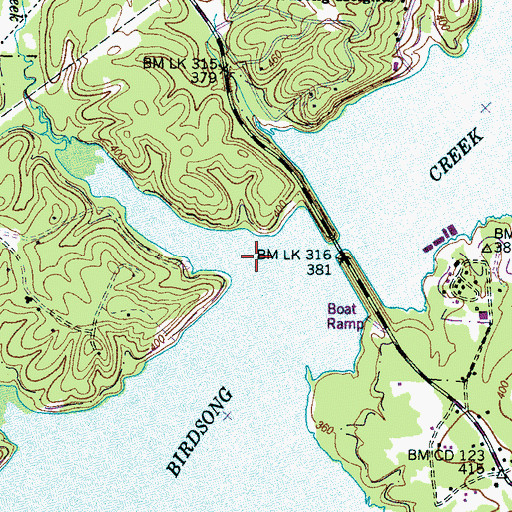 Topographic Map of Badger Creek, TN
