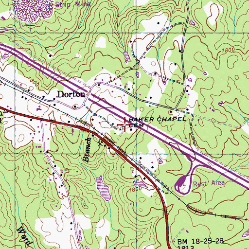 Topographic Map of Baker Chapel Cemetery, TN