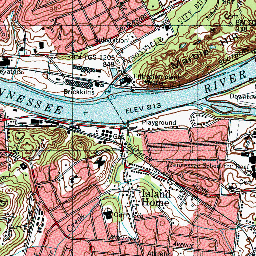 Topographic Map of Baker Creek, TN