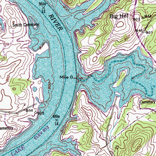 Topographic Map of Baker Creek, TN