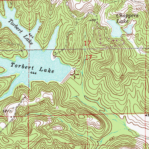 Topographic Map of Torberts Lake Dam, AL