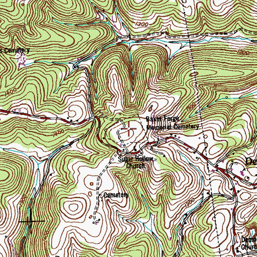 Topographic Map of Baker Forge Memorial Cemetery, TN