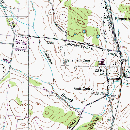Topographic Map of Ballanfant Cemetery, TN