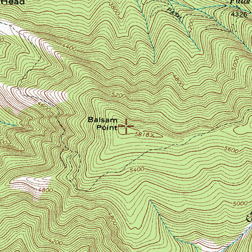 Topographic Map of Balsam Point, TN