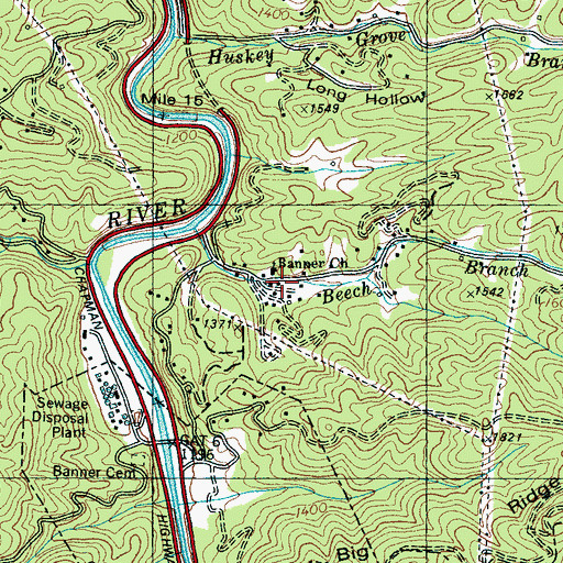 Topographic Map of Banner Church, TN