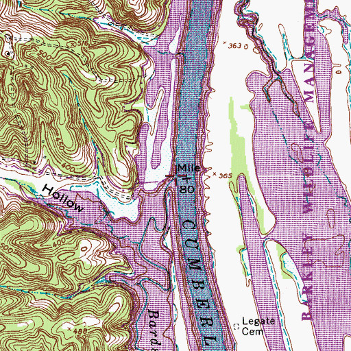 Topographic Map of Bards Creek, TN
