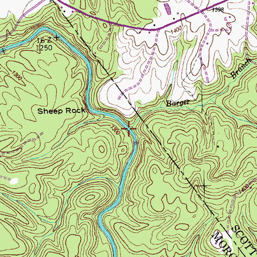 Topographic Map of Barger Branch, TN