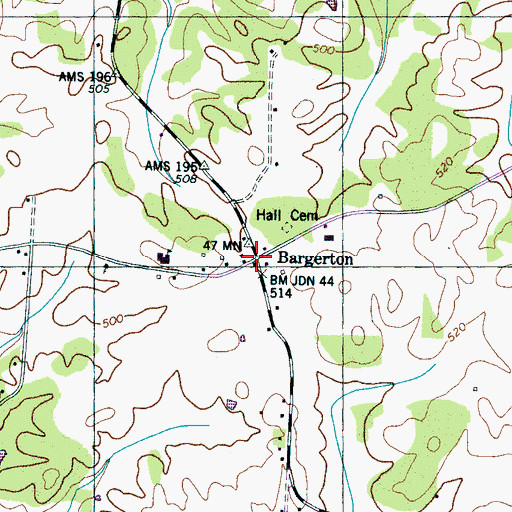 Topographic Map of Bargerton, TN