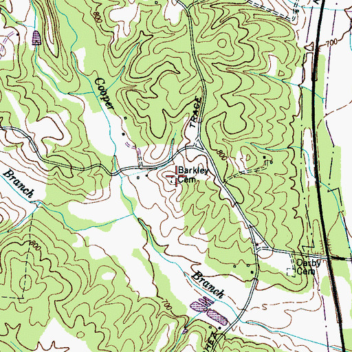 Topographic Map of Barkley Cemetery, TN
