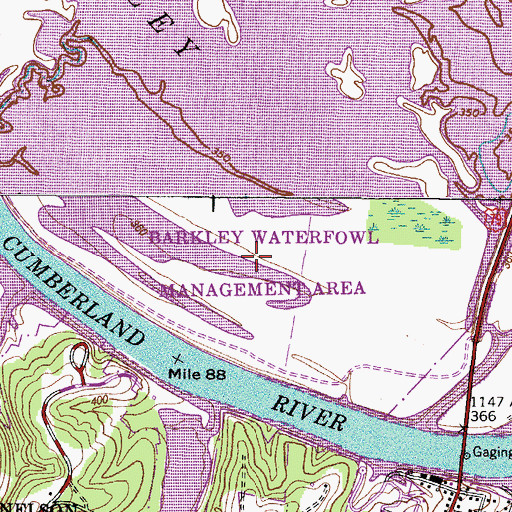 Topographic Map of Barkley Wildlife Management Area, TN