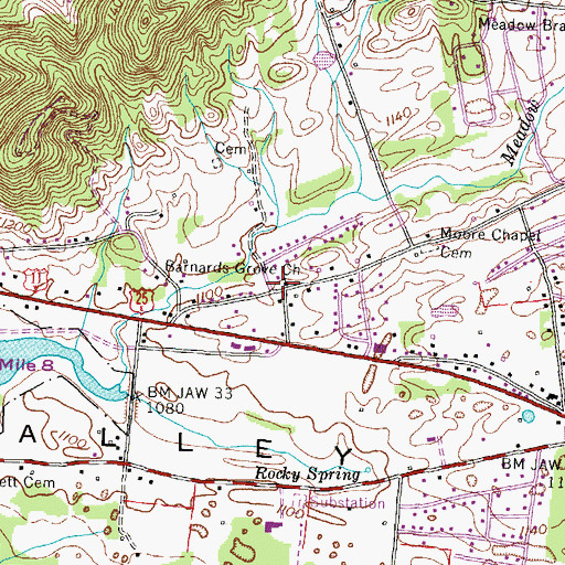 Topographic Map of Barnards Grove Church, TN