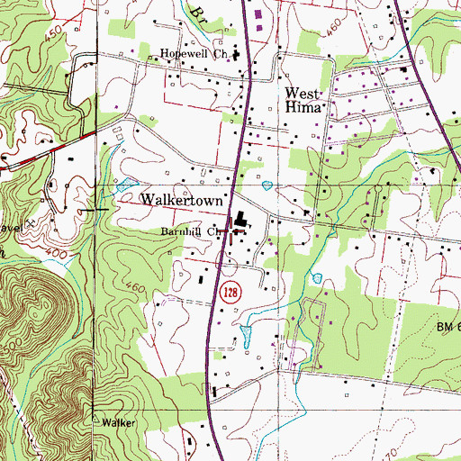 Topographic Map of Barnhill Church, TN