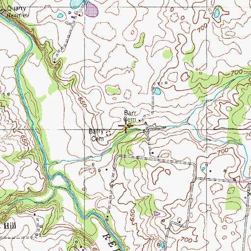 Topographic Map of Barr Cemetery, TN