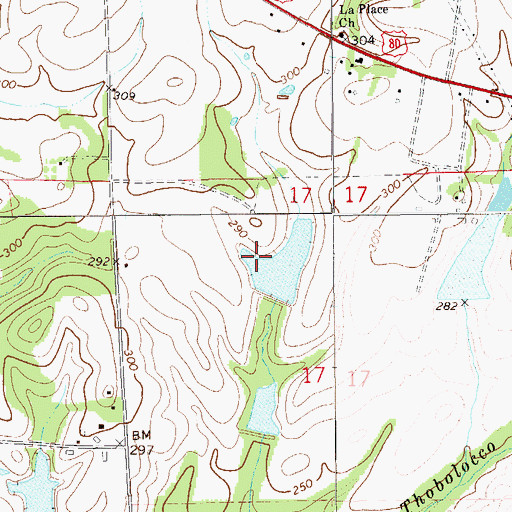 Topographic Map of Jack Lacey Number 2 Dam, AL