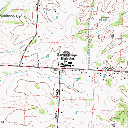 Topographic Map of Barret Chapel High School, TN