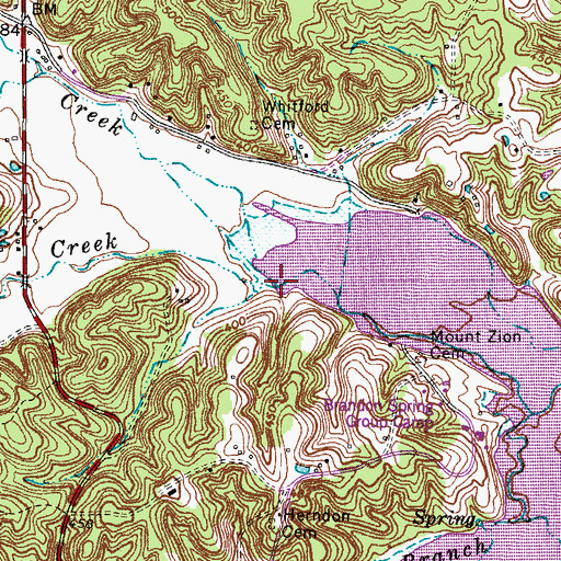 Topographic Map of Barrett Creek, TN