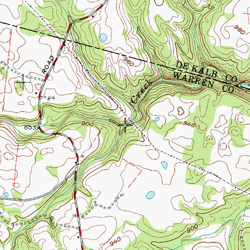 Topographic Map of Barton Creek, TN