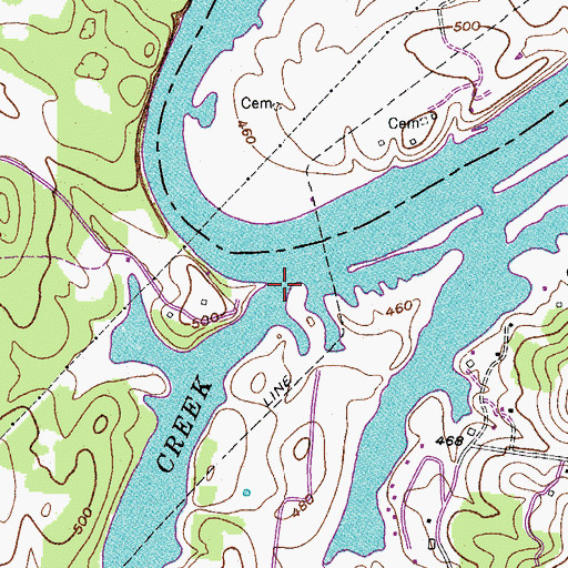 Topographic Map of Bartons Creek, TN
