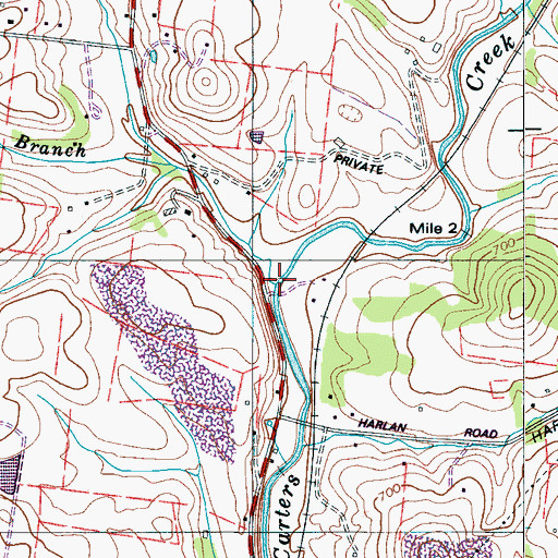 Topographic Map of Bassham Branch, TN