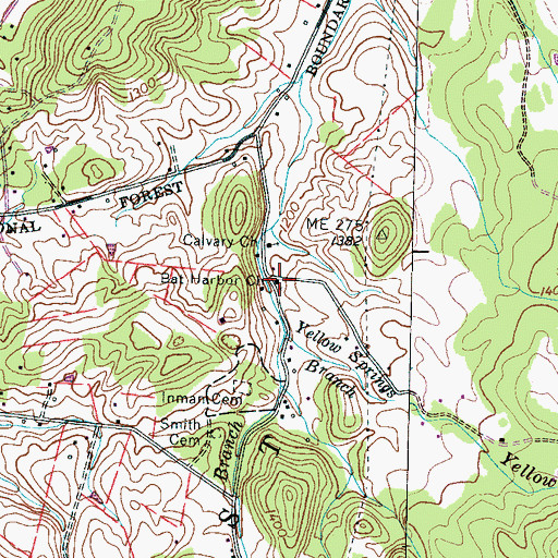 Topographic Map of Bat Harbor Church, TN