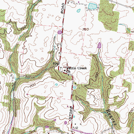Topographic Map of Battle Creek Church, TN