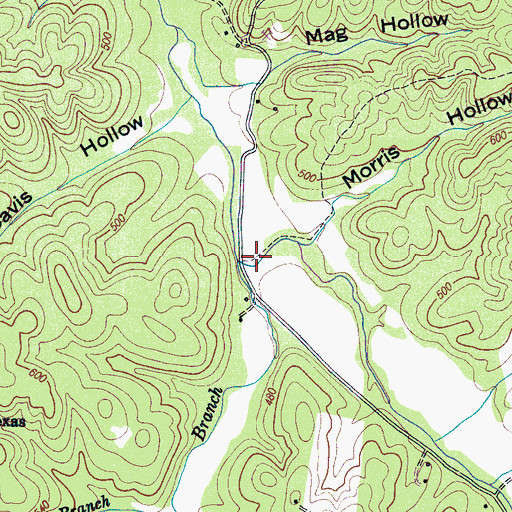 Topographic Map of Baugus Branch, TN