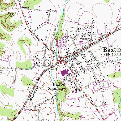 Topographic Map of Baxter, TN