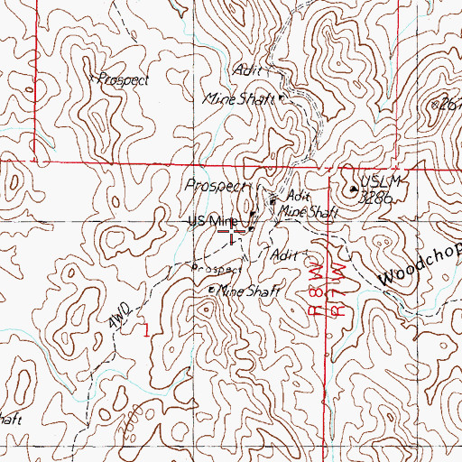 Topographic Map of U S Mine, AZ