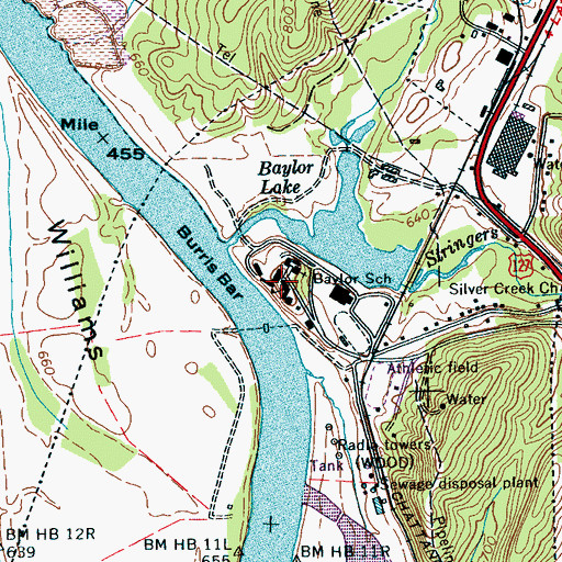 Topographic Map of Baylor School, TN