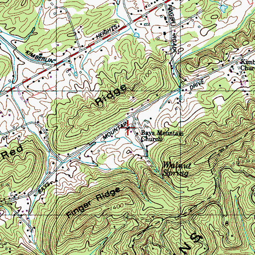 Topographic Map of Bays Mountain Church, TN