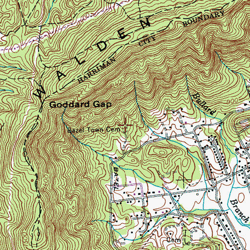 Topographic Map of Bazel Town Cemetery, TN