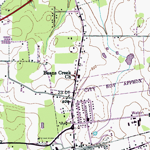 Topographic Map of Beans Creek Church, TN