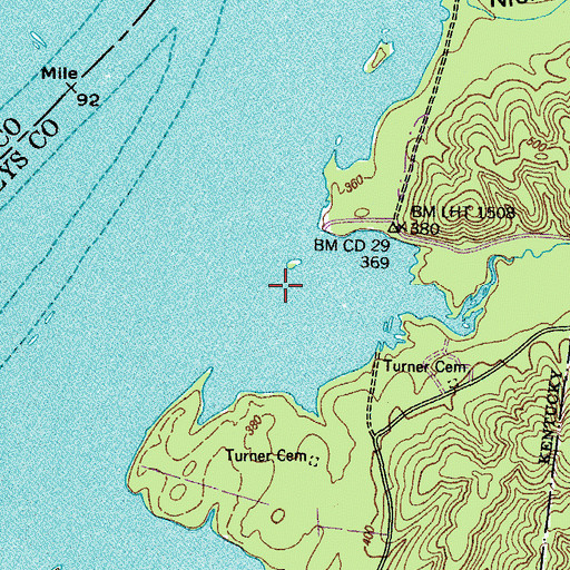 Topographic Map of Bear Creek, TN