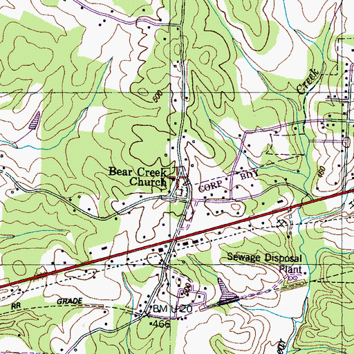 Topographic Map of Bear Creek Baptist Church, TN