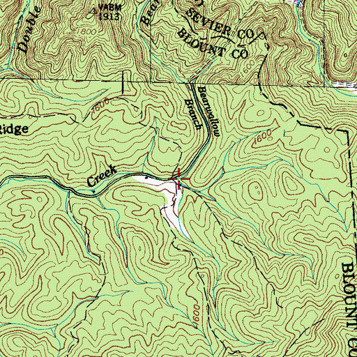 Topographic Map of Bearwallow Branch, TN