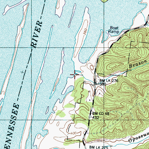 Topographic Map of Beason Branch, TN
