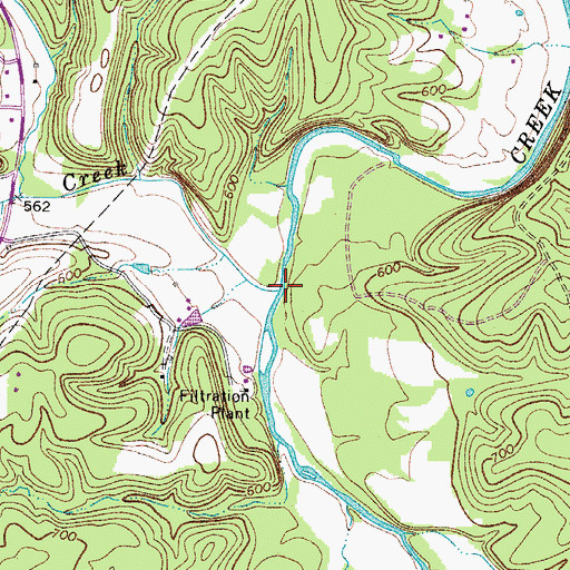 Topographic Map of Beaverdam Creek, TN