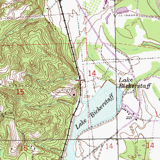 Topographic Map of Lake Bickerstaff Dam, AL
